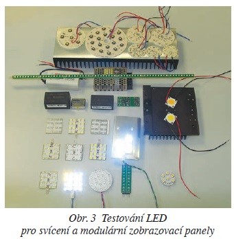 Obr. 3 Testování LED pro svícení a modulární zobrazovací panely